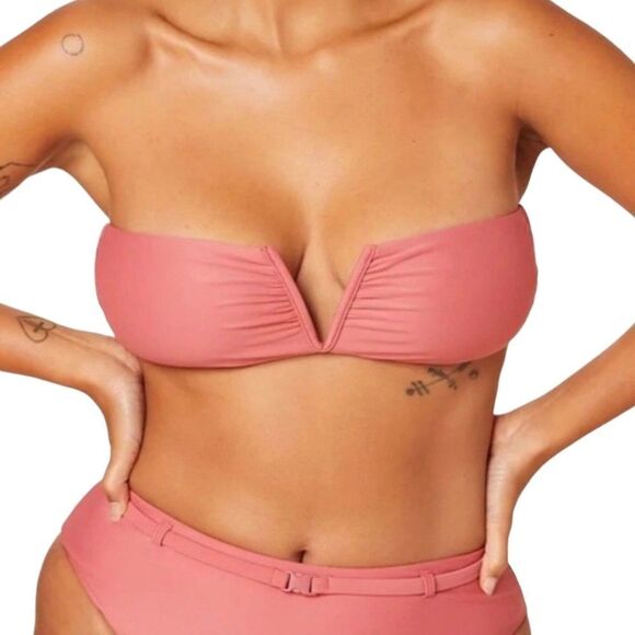 Andie Punch Pink Strapless Scala Bandeau Bikini Top Sz M NWT - Picture 12 of 13